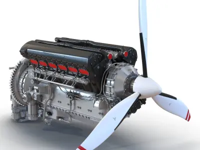 Piston Aero Engine 2 3D model