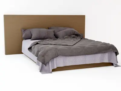 Fluffy Bed Free low-poly 3D model