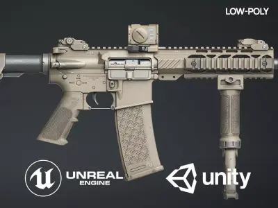 weapon - AR15 Sand - assault rifle Low-poly 3D model