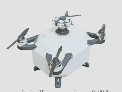 Hexagonal Rotorcraft Drone with Sensor Array Low-poly 3D model
