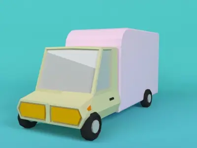 Low-poly wagon ice cream truck Free low-poly 3D model