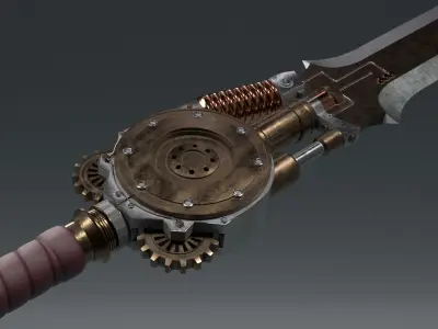 Steampunk Sword Low-poly 3D model