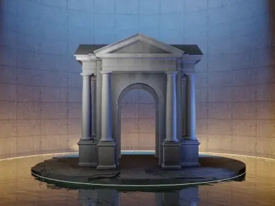 Arched portico in Tuscan order freestanding columns pedestal 3D model