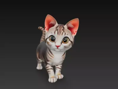 Cat Realistic 3D Model Basic - Low Poly Realistic Low-poly Low-poly 3D model