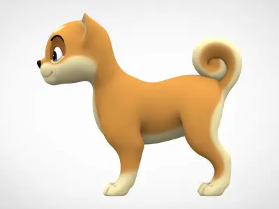 Shiba Inu Puppy Low-poly 3D model