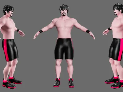 Cartoon characters street fighter Low-poly 3D model