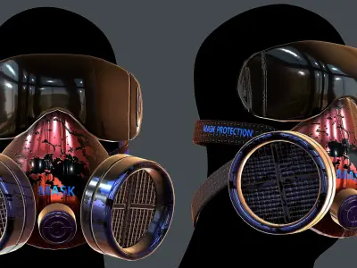 Gas mask helmet 3d model scifi Low-poly Low-poly 3D model