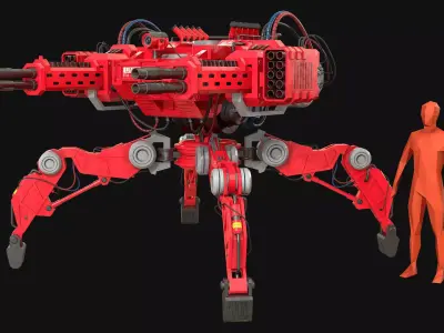 Walking Turret Concept-1-Red 3D model