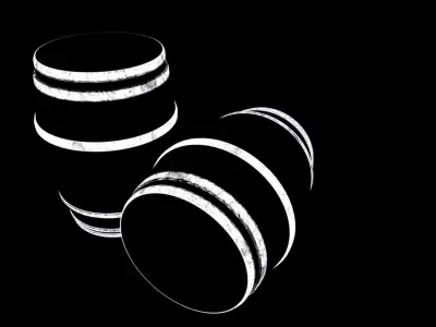 Barrel Game ready two wooden barrels Low-poly 3D model