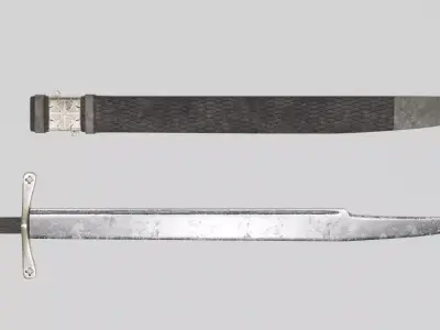 Falchion One-Handed Sword Low-poly 3D model