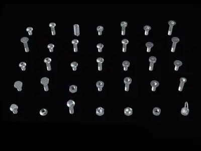 35 Bolts and nuts Low-poly 3D model