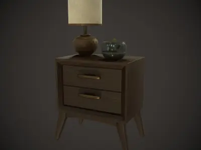 Tobacco Wood Nightstand Free low-poly 3D model