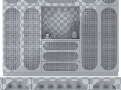 Rattan Wardrobe Furniture 01 3D model