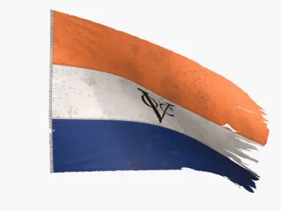 Dutch East Indies Company Flag 1602-1798 Low-poly 3D model