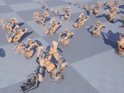 Industrial Robot Pack Low-poly 3D model