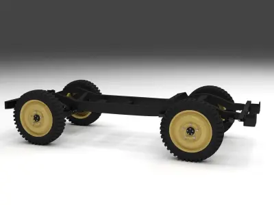 Jeep Willys Chassis Low-poly 3D model