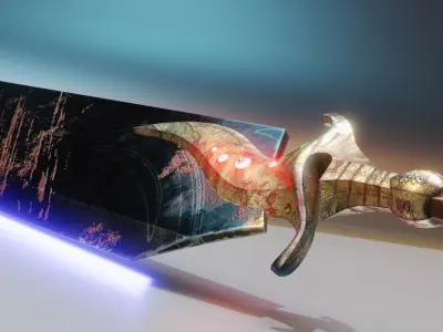 Two-handed Sword PBR Low-Poly Game-Ready 3D Model Low-poly 3D model