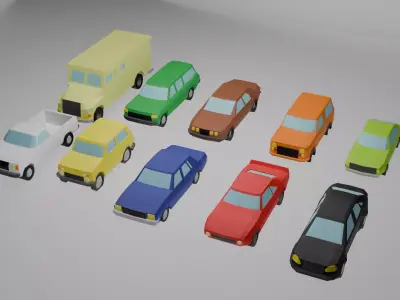 Low Poly Car Pack - 10 Unique Models for Your Projects Free low-poly 3D model