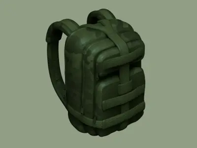 Green Army - Camouflage Backpack - Character Military Low-poly 3D model