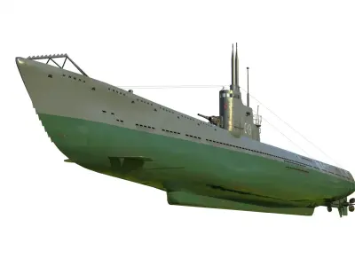 Soviet submarine S-13 Stalinets class submarine Low-poly 3D model