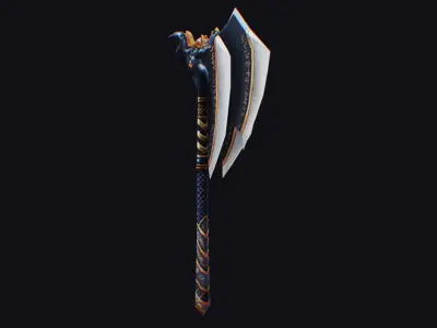 Axe Twohanded Large Weapon Cutting Fantasy Melee Hatchet  Low-poly 3D model