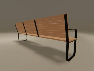 Low Poly Outdoor Bench Low-poly 3D model