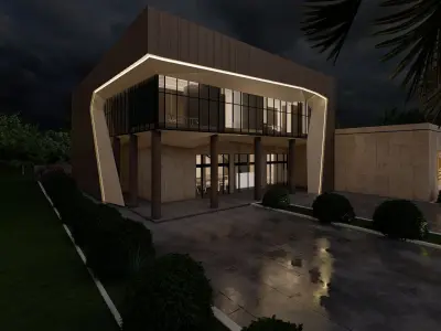 Modern Office Building Low-poly 3D model