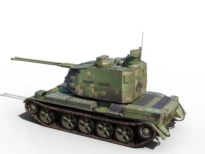 4 coatings of PLA Army PGZ88 self-propelled anti-aircraft gun Low-poly 3D model