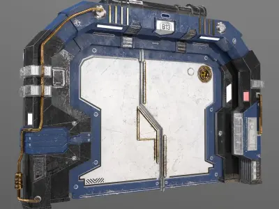 Lowpoly Scifi Spaceship Door Low-poly 3D model