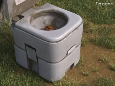 Unclean Outdoor Toilet System with Shit 3D model