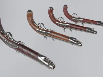 Low Poly PBR Flint Lock Musket Low-poly 3D model