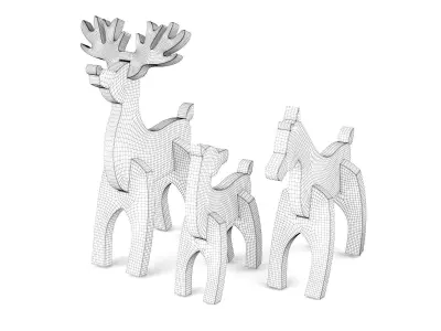 Wooden toy reindeer 3D model