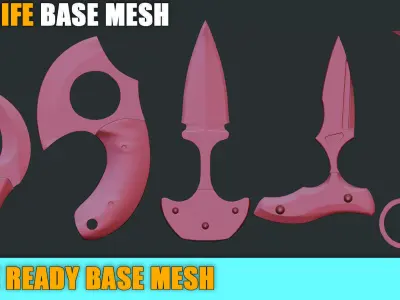 knife base mesh game ready collection02 Low-poly 3D model