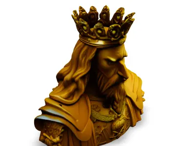 Golden King Bust Majestic 3D Model 3D model