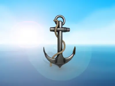 anchor karobelny and ship metal PBR game ready 2 textures Low-poly 3D model