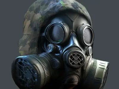 Gas mask helmet 3d model military combat Low-poly  Low-poly 3D model 9