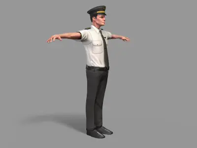 Pilot cartoon policeman Low-poly 3D model