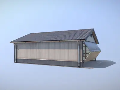 Airfield Hangar 12m Vr1 DARK Low-poly 3D model