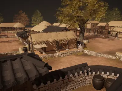 Korea Goryeo Village Low-poly 3D model