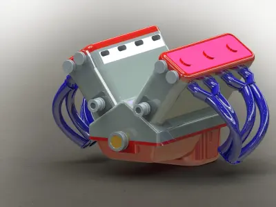8 cylinder engine 3D model