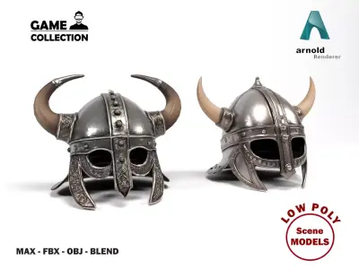 Viking helmets Low-poly 3D model