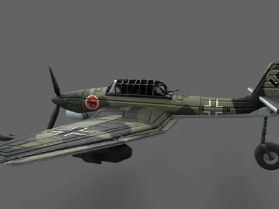 Low poly Stuka 3d Model Junkers Ju 87 Low-poly 3D model