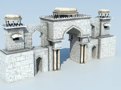 Arab city entrance Low-poly 3D model