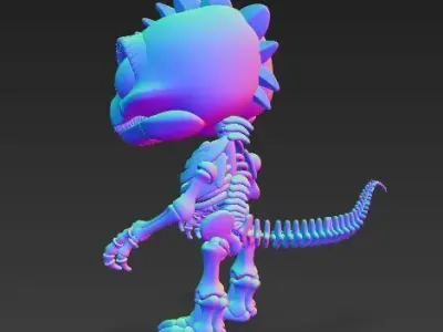 Mechanical Articulated Cute Baby Dinosaur Skeleton 3D print model