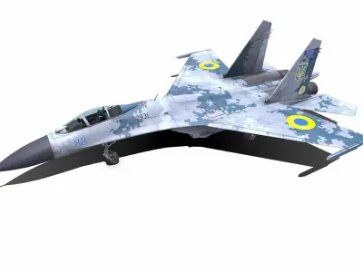Sukhoi Su-27P Ukrainian Fighter Jet Low-poly PBR Low-poly 3D model
