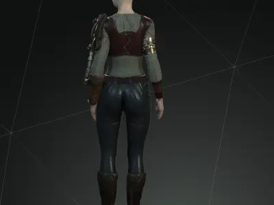 Steampunk rigged character Low-poly 3D model order