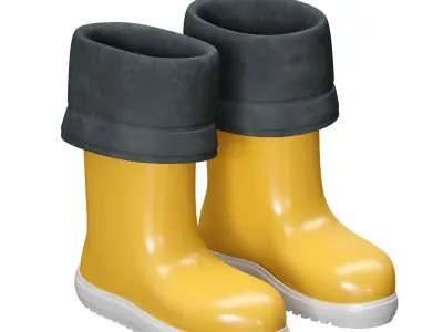 Yellow rubber boots 3D model