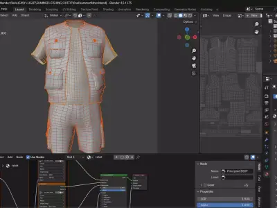 summer and fishing and jungle -clothyfic outfit Low-poly 3D model