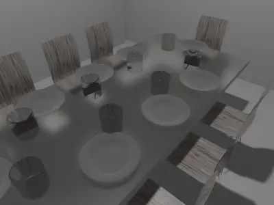 Dinner Set dining table with chairs and plates Free 3D model