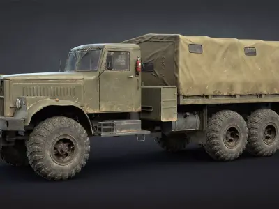 Kraz-255B Military Truck Game Ready Low-poly 3D model